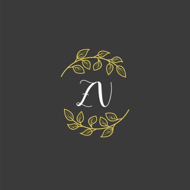 Baş harfi ZV olan Botanik Monogram Logoları