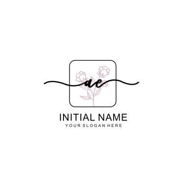 Marka ve Kimlik için Güzellik Çiçeği AE İlk Logoları