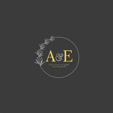 Botanik Elementlerle AE İlk Logo Şablonları