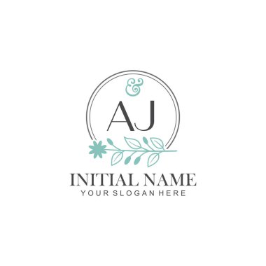 Botanik Elementlerle AJ İlk Logo Şablonları