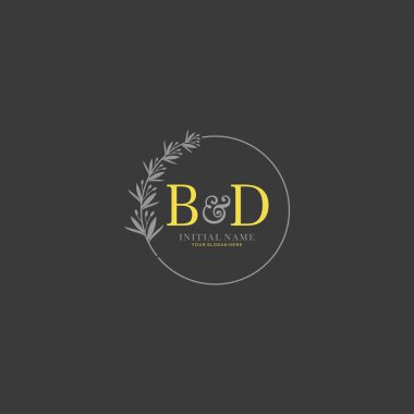 Botanik Elementlerle BD İlk Logo Şablonları