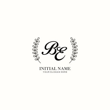Botanik Elementlerle BE İlk Logo Şablonları