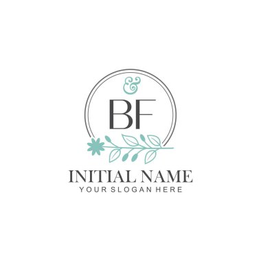 Botanik Elementlerle BF İlk Logo Şablonları