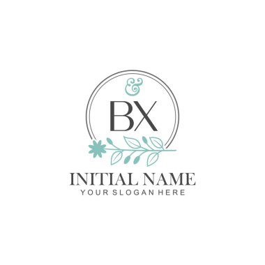 Botanik Elementlerle BX İlk Logo Şablonları