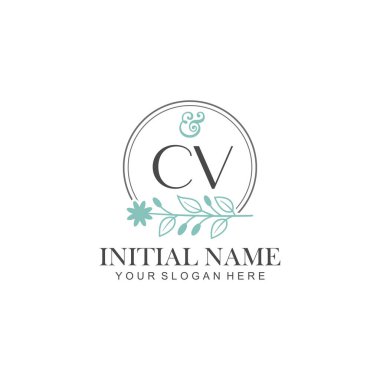 Botanik Elementlerle CV İlk Logo Şablonları