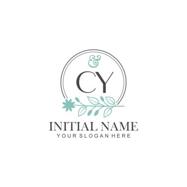 Botanik Elementlerle CY İlk Logo Şablonları