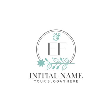 Botanik Elementlerle EF İlk Logo Şablonları