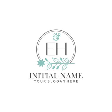 Botanik Elementlerle EH İlk Logo Şablonları