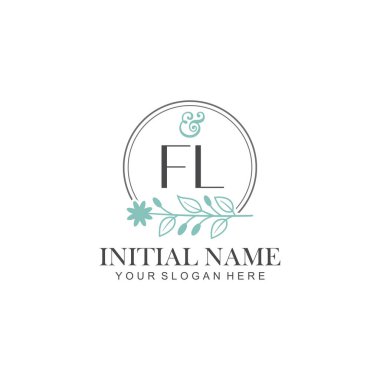 Botanik Elementlerle FL İlk Logo Şablonları