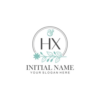 Botanik Elementlerle HX İlk Logo Şablonları