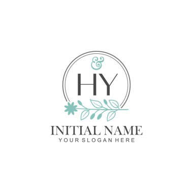 Botanik Elementlerle HY İlk Logo Şablonları