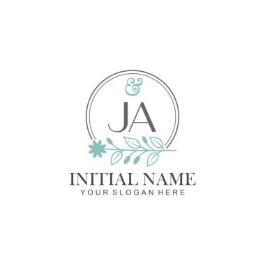 Botanik Elementlerle JA İlk Logo Şablonları