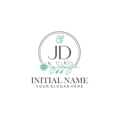 Botanik Elementlerle JD İlk Logo Şablonları