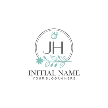 Botanik Elementlerle JH İlk Logo Şablonları