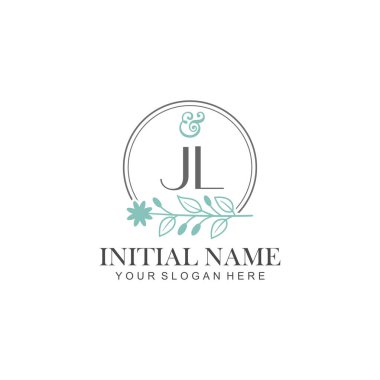 Botanik Elementlerle JL İlk Logo Şablonları