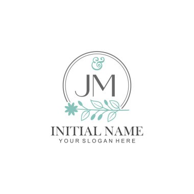 Botanik Elementlerle JM İlk Logo Şablonları