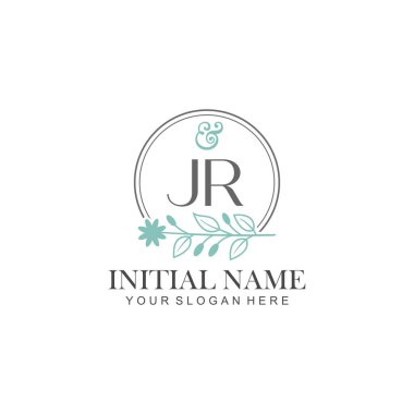 Botanik Elementlerle JR İlk Logo Şablonları