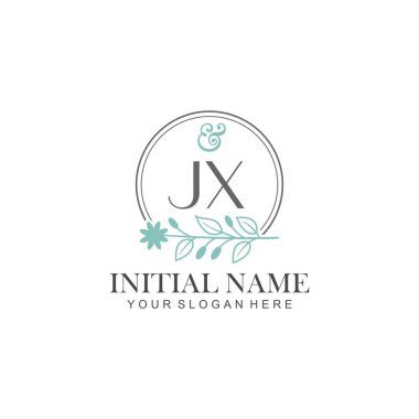 Botanik Elementlerle JX İlk Logo Şablonları