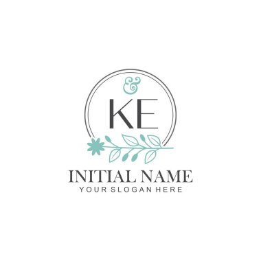 Botanik Elementli KE Başlangıç Logo Şablonları