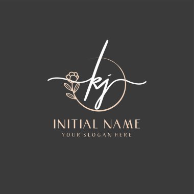 Marka ve Kimlik için Güzellik Çiçeği KJ İlk Logoları