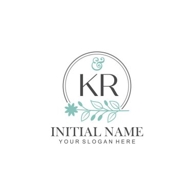 Botanik Elementlerle KR İlk Logo Şablonları