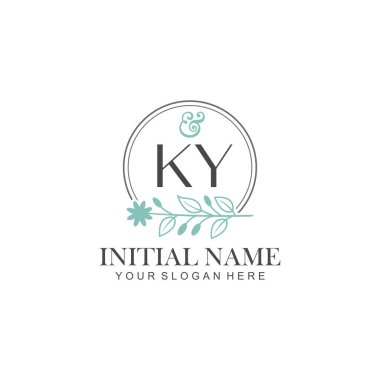 Botanik Elementlerle KY İlk Logo Şablonları