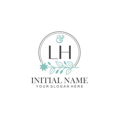 Botanik Elementlerle LH İlk Logo Şablonları