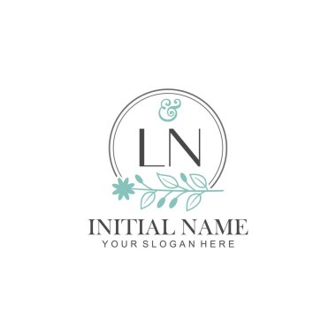 Botanik Elementlerle LN İlk Logo Şablonları