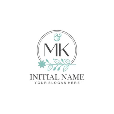 Botanik Elementlerle MK İlk Logo Şablonları