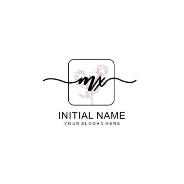 Marka ve Kimlik için Güzellik Çiçeği MX İlk Logoları