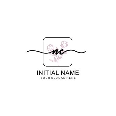 Marka ve Kimlik için Güzellik Çiçeği NC İlk Logoları