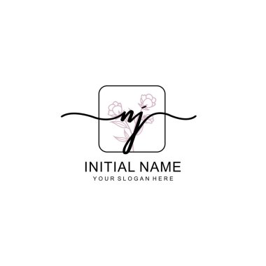 Marka ve Kimlik için Güzellik Çiçeği NJ İlk Logoları