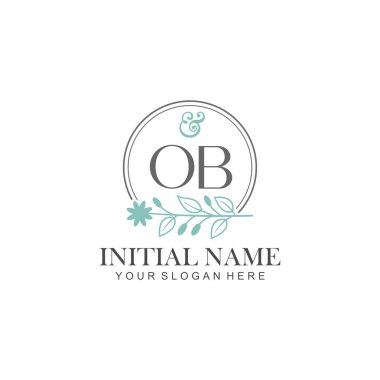 Botanik Elementlerle OB İlk Logo Şablonları