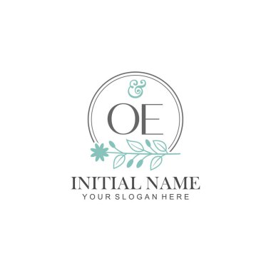 Botanik Elementlerle OE İlk Logo Şablonları