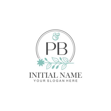 Botanik Elementlerle PB İlk Logo Şablonları