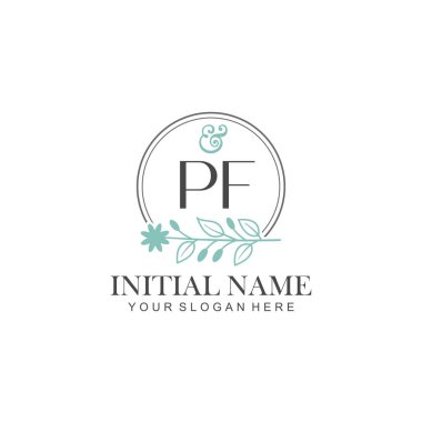 Botanik Elementlerle PF İlk Logo Şablonları