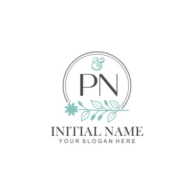 Botanik Elementlerle PN İlk Logo Şablonları