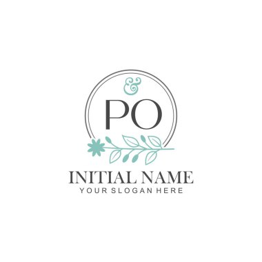 Botanik Elementlerle PO İlk Logo Şablonları