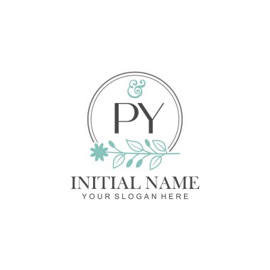 Botanik Elementlerle PY İlk Logo Şablonları