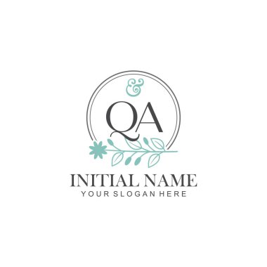 Botanik Elementlerle QA İlk Logo Şablonları