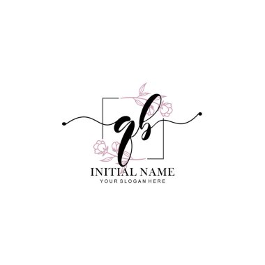 Marka ve Kimlik için Güzellik Çiçeği QB İlk Logoları