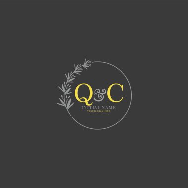 Botanik Elementlerle QC İlk Logo Şablonları