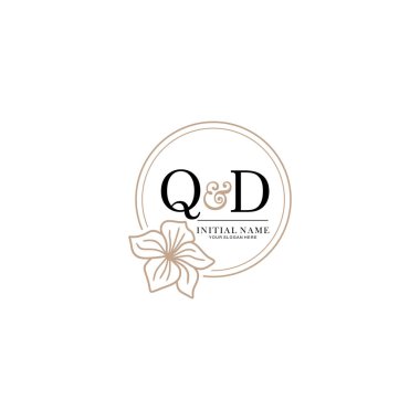Çiçek ve Modern Tasarımlı Zarif QD Baş Logoları