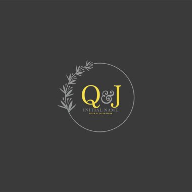 Botanik Elementlerle QJ İlk Logo Şablonları