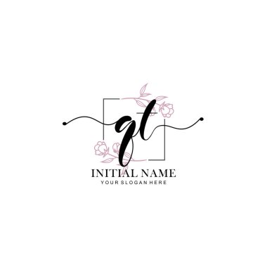 Marka ve Kimlik için Güzellik Çiçeği QT İlk Logoları