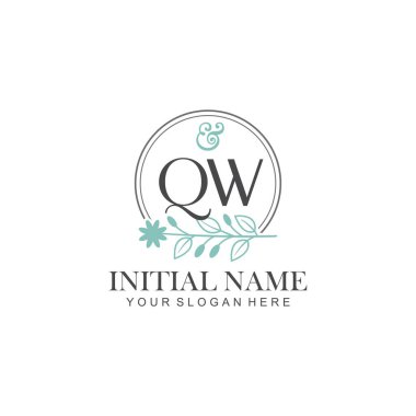 Botanik Elementlerle QW İlk Logo Şablonları