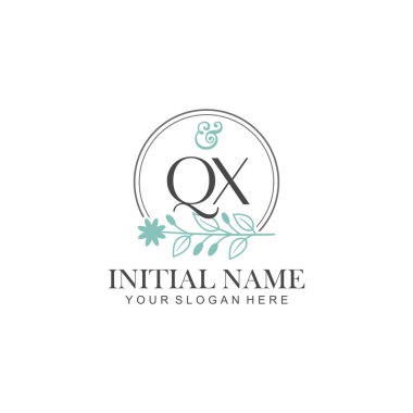 Botanik Elementlerle QX İlk Logo Şablonları