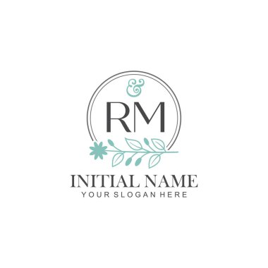 Botanik Elementlerle RM İlk Logo Şablonları