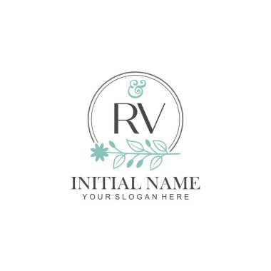 Botanik Elementlerle Karavan İlk Logo Şablonları