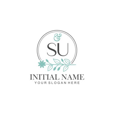 Botanik Elementlerle SU İlk Logo Şablonları